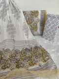 HAND BLOCK PRINTED COTTON SUIT WITH PURE CHIFFON DUPATTA