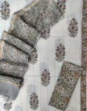 Hand Block Printed Cotton Schiffli Suit with Kota Doria Dupatta