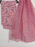 BLOCK PRINTED COTTON SUIT WITH LEHRIYA KOTA DORIA DUPATTA