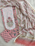 HANDBLOCK PRINTED BOOTA PRINT WORK SUITS WITH KOTA DORIA DUPATTA