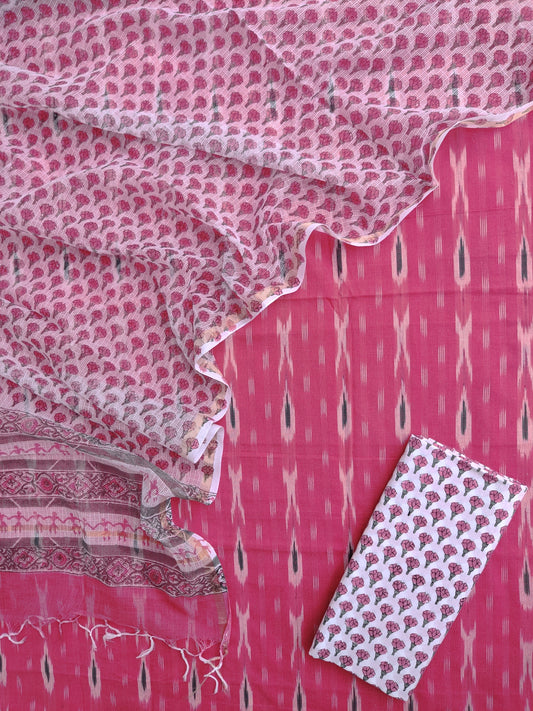 Handloom Weaved Ikat Suit with Kota Doria Dupatta