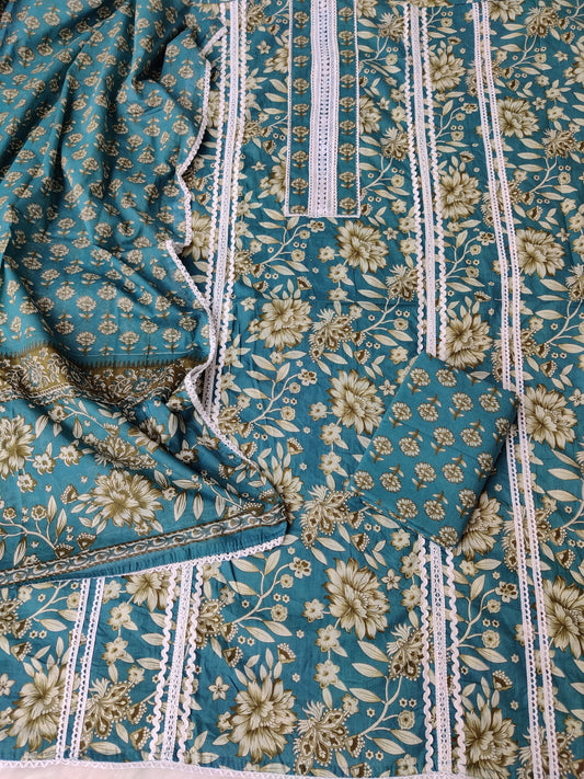 Exclusive Cotton Printed Crochet Work Suits with mulmul dupatta1