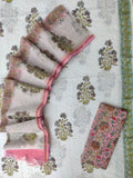 Hand Block Printed Cotton Schiffli Suit with Kota Doria Dupatta