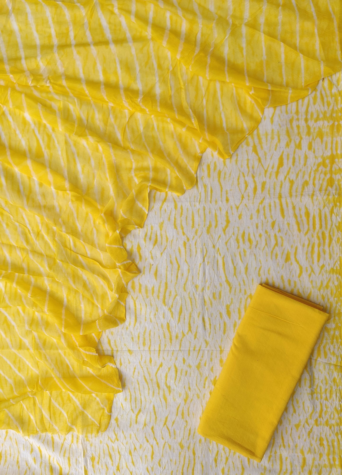SHIBORI COTTON SUIT WITH PURE CHIFFON DUPATTA