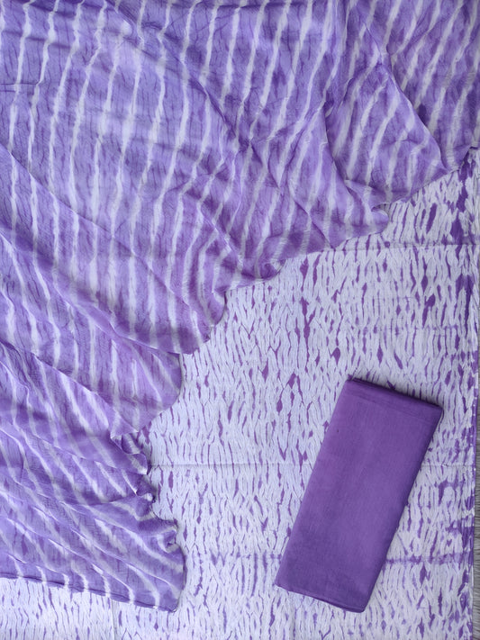 SHIBORI COTTON SUIT WITH PURE CHIFFON DUPATTA