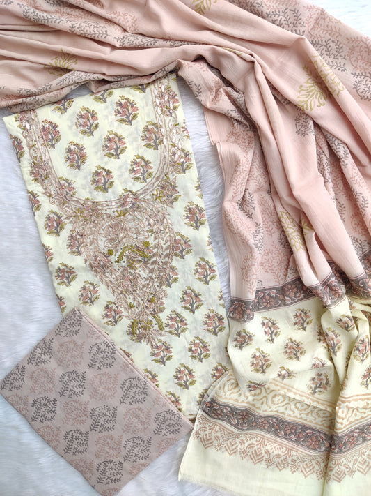 FLORAL PRINTED COTTON GOTA PATTI SUIT WITH COTTON DUPATTA