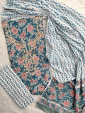 FLORAL PRINTED COTTON GOTA PATTI SUIT WITH COTTON DUPATTA