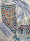 FLORAL PRINTED COTTON GOTA PATTI SUIT WITH COTTON DUPATTA