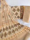 HAND BLOCK PRINTED COTTON SUIT WITH PURE CHIFFON DUPATTA