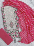 NEW LAUNCH Exclusive Unstitched Cotton Neck Work Suits with Chiffon Dupatta