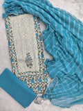 NEW LAUNCH Exclusive Unstitched Cotton Neck Work Suits with Chiffon Dupatta