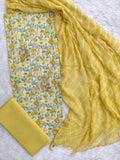 NEW LAUNCH Exclusive Unstitched Cotton Neck Work Suits with Chiffon Dupatta