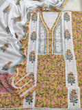 EXCLUSIVE HAND BLOCK PRINTED COTTON SUIT WITH COTTON DUPATTA