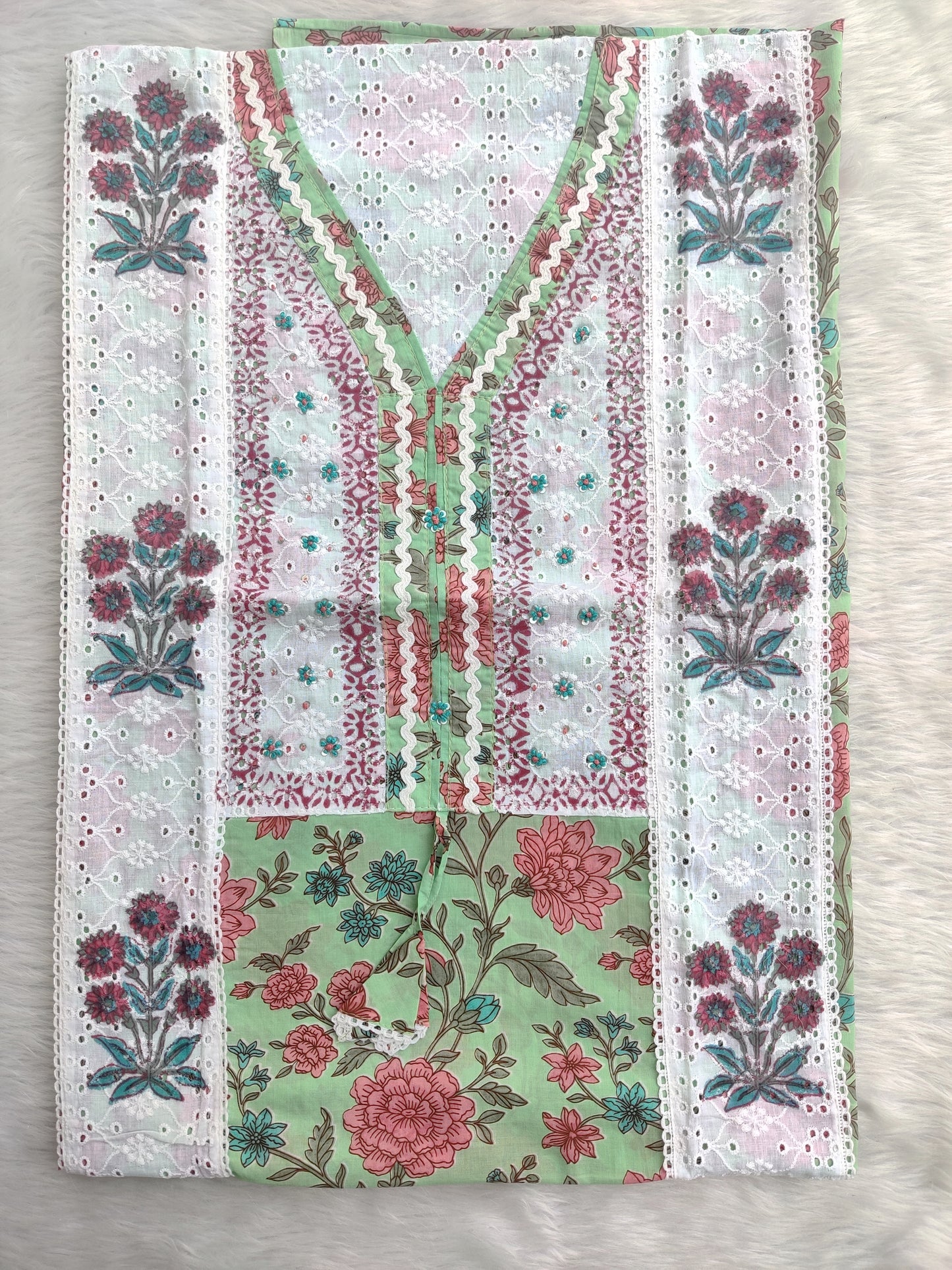 EXCLUSIVE HAND BLOCK PRINTED COTTON SUIT WITH COTTON DUPATTA
