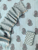 Hand Block Printed Cotton Schiffli Suit with Kota Doria Dupatta