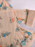 HAND PAINTED COTTON SUIT WITH PURE CHIFFON DUPATTA