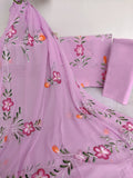 HAND PAINTED COTTON SUIT WITH PURE CHIFFON DUPATTA