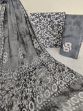 BATIK PRINTED COTTON SUIT WITH PURE CHIFFON DUPATTA