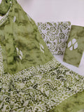 BATIK PRINTED COTTON SUIT WITH PURE CHIFFON DUPATTA