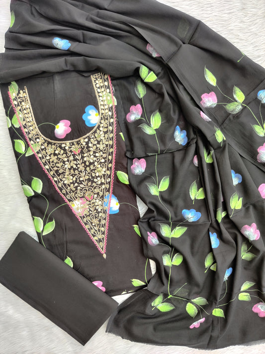 FLORAL PRINTED COTTON GOTA PATTI SUIT WITH COTTON DUPATTA