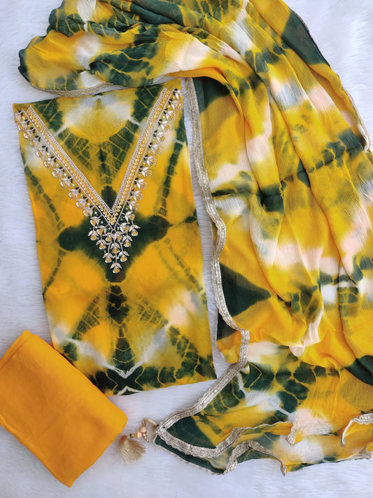 NEW LAUNCH                                    ELEGANT ORGANZA GOTA PATTI SUIT SET WITH CHIFFON DUPATTA