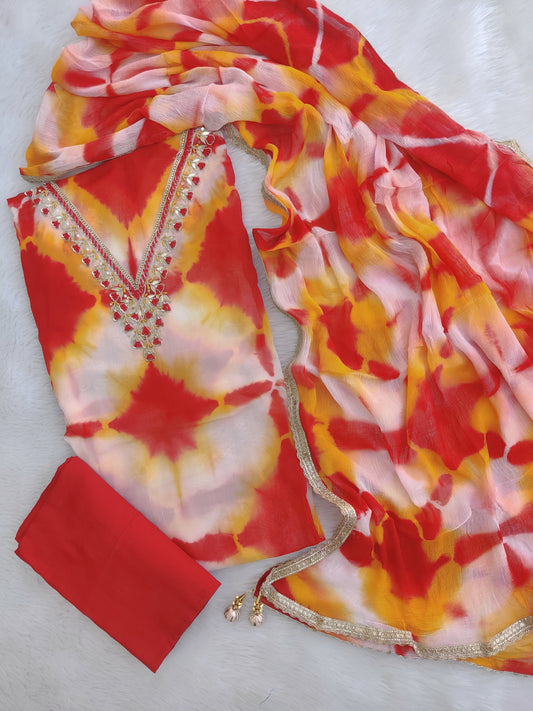 NEW LAUNCH                                    ELEGANT ORGANZA GOTA PATTI SUIT SET WITH CHIFFON DUPATTA