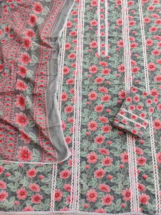 Exclusive Cotton Printed Neck Work Suits with mulmul dupatta1