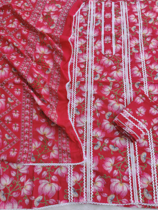 Exclusive Cotton Printed Neck Work Suits with mulmul dupatta1