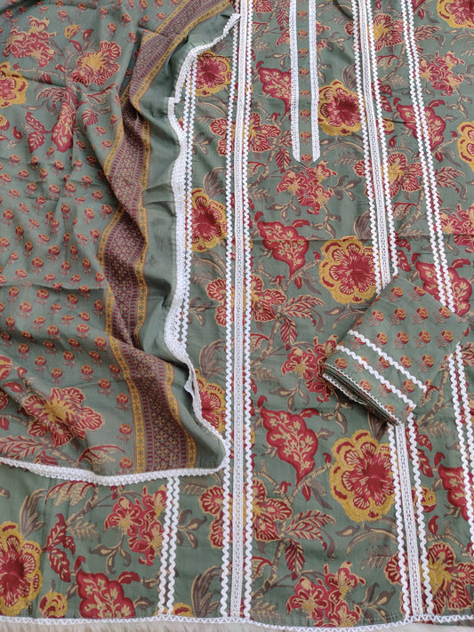 Exclusive Cotton Printed Neck Work Suits with mulmul dupatta1