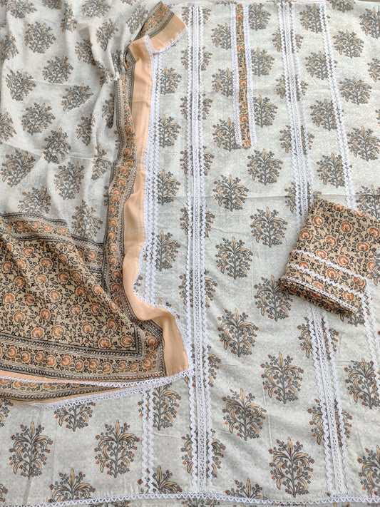 Exclusive Cotton Printed Neck Work Suits with mulmul dupatta1