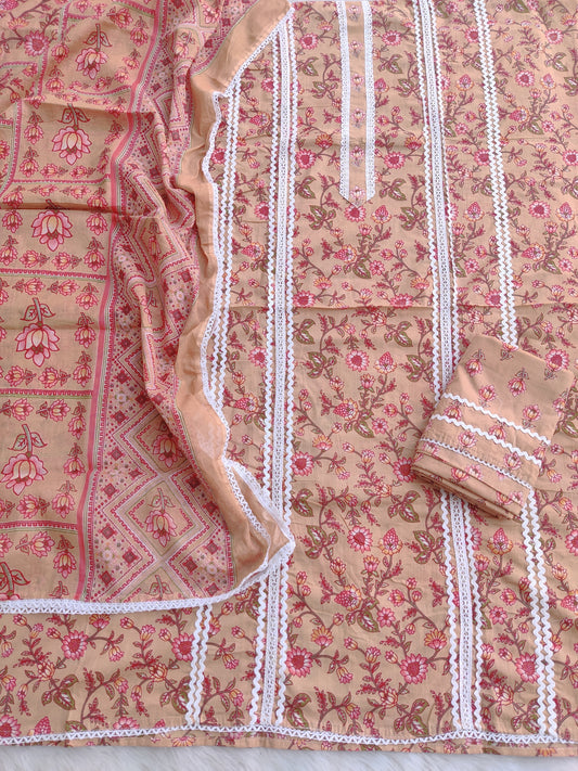 Exclusive Cotton Printed Neck Work Suits with mulmul dupatta1