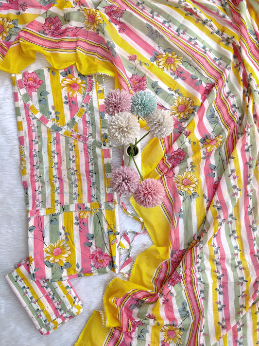 Exclusive Cotton Printed Neck Work Suits with mulmul dupatta1