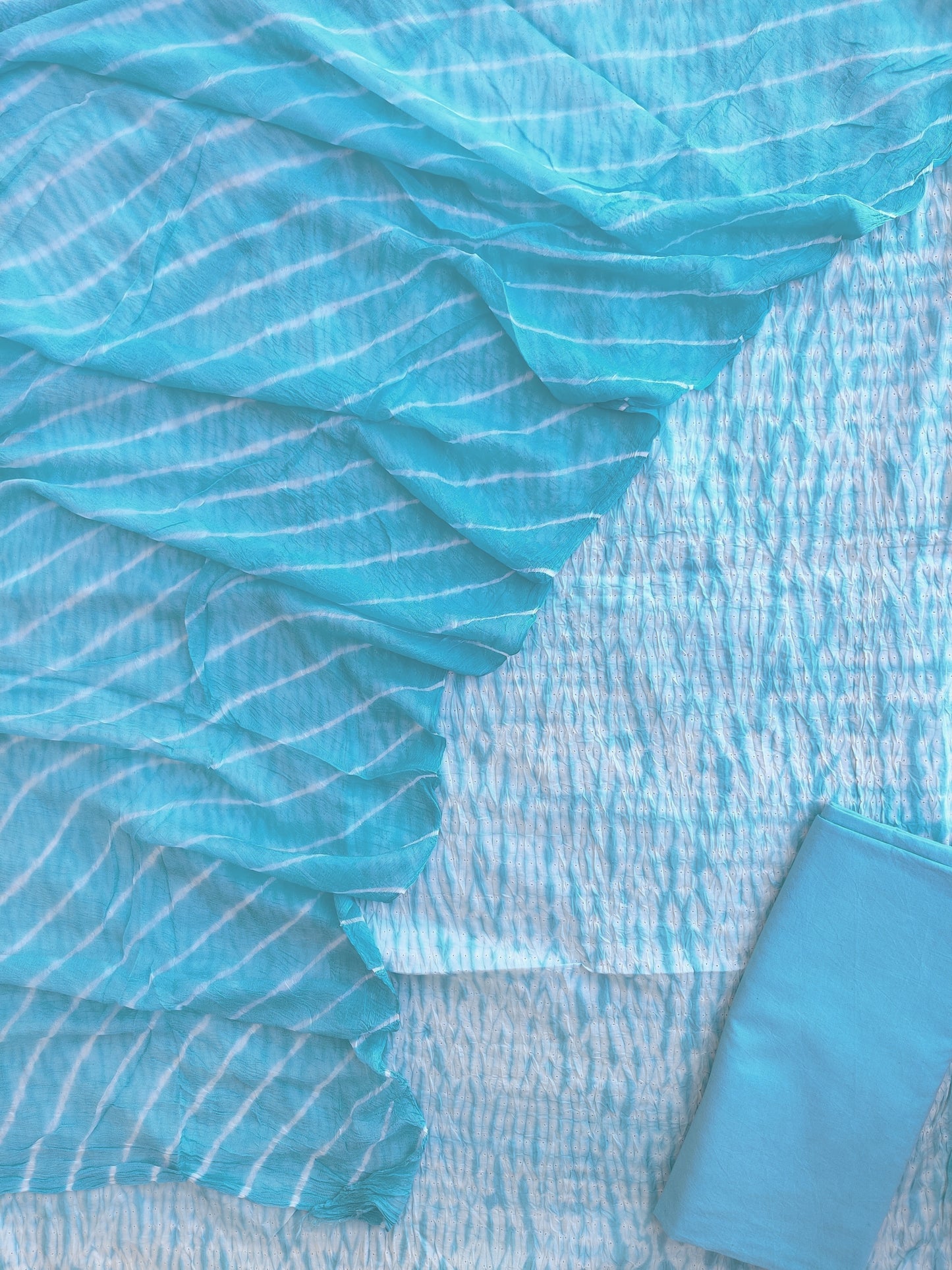 SHIBORI COTTON SUIT WITH PURE CHIFFON DUPATTA
