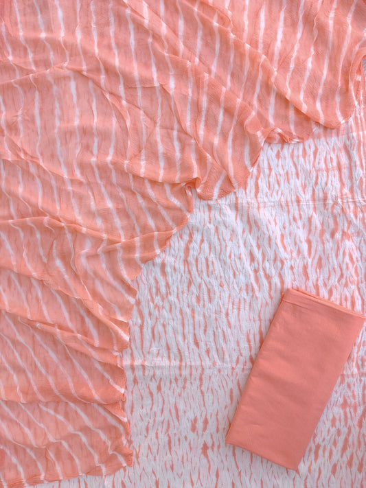 SHIBORI COTTON SUIT WITH PURE CHIFFON DUPATTA