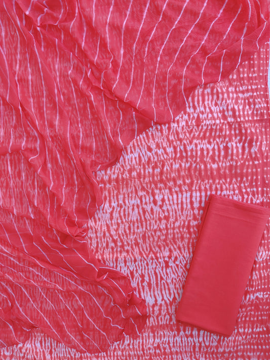 SHIBORI COTTON SUIT WITH PURE CHIFFON DUPATTA