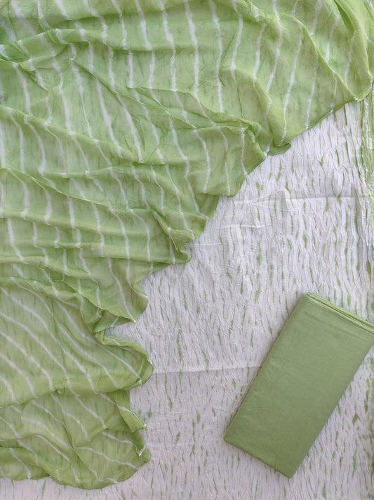 SHIBORI COTTON SUIT WITH PURE CHIFFON DUPATTA