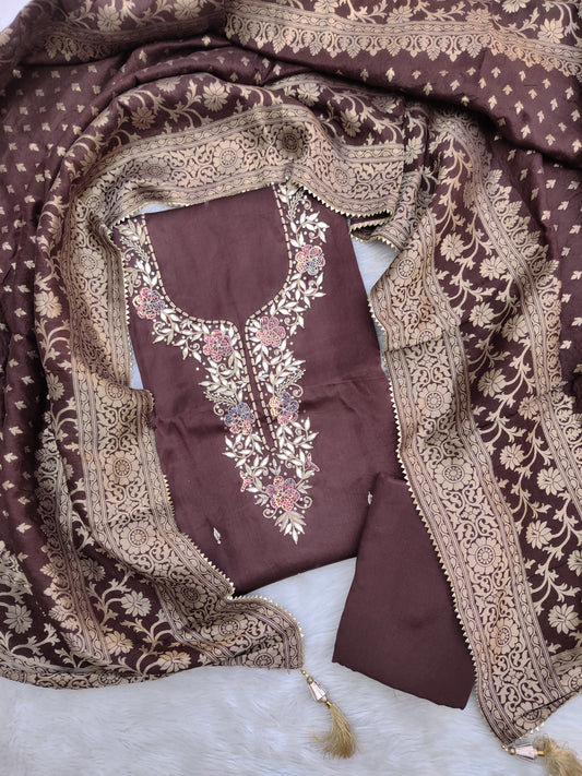 GAJI SILK GOTA PATTI SUIT WITH DOLA SILK DUPATTA