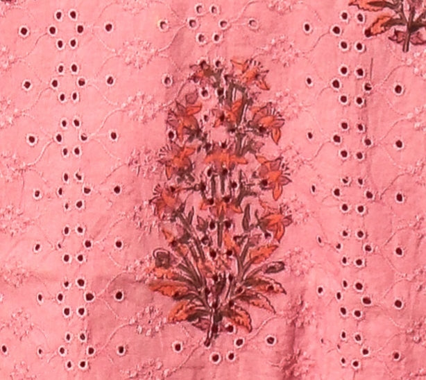 Hand Block Printed Cotton Schiffli Suit with Kota Doria Dupatta