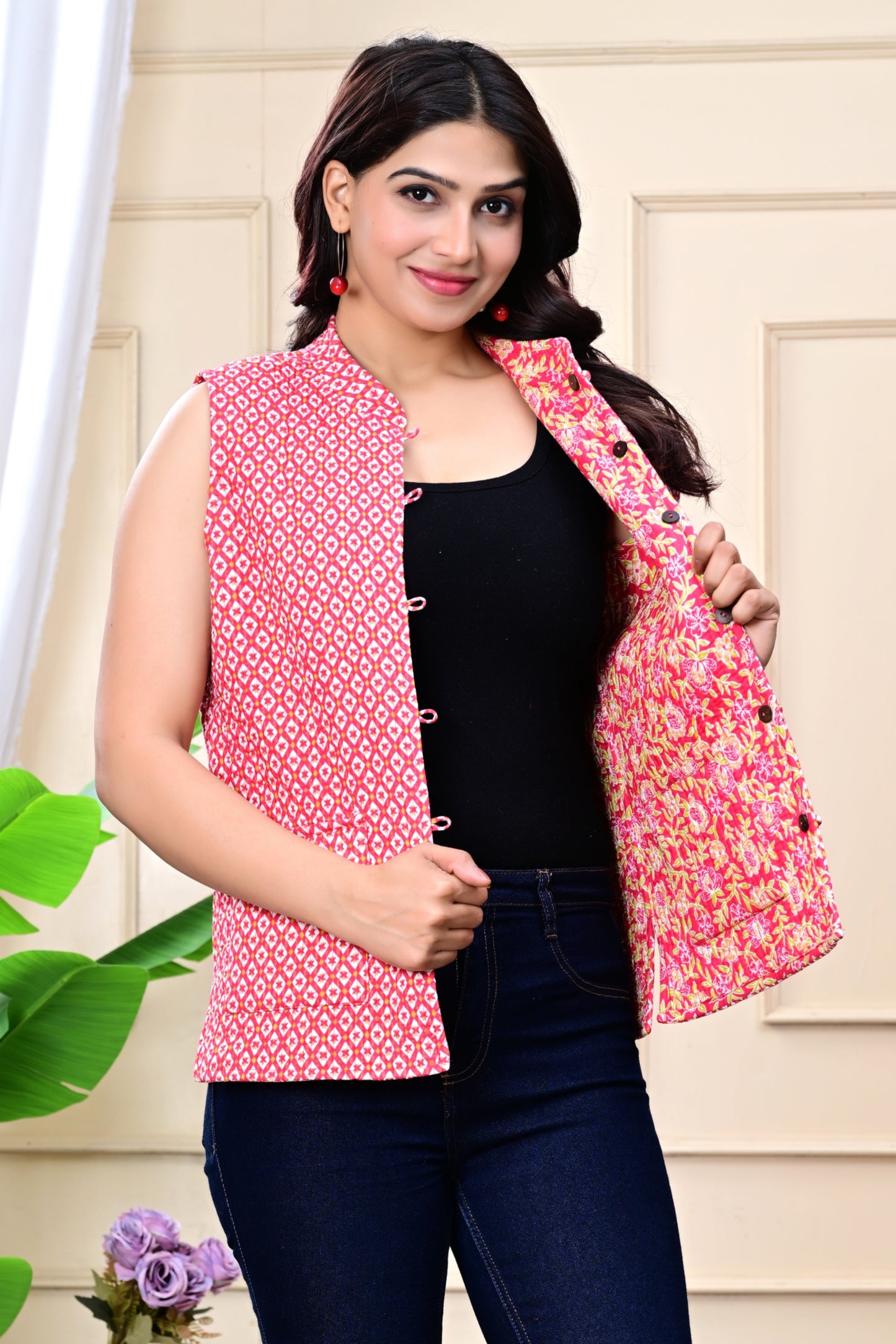 Jaipuri Reversible Quilted Cotton Sleeveless Jackets