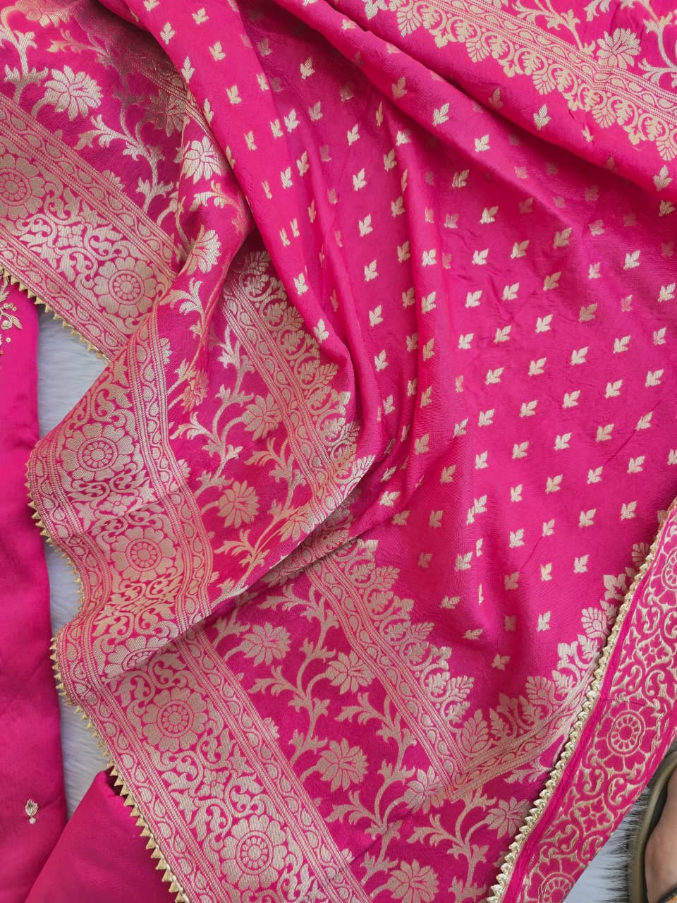 GAJI SILK GOTA PATTI SUIT WITH DOLA SILK DUPATTA