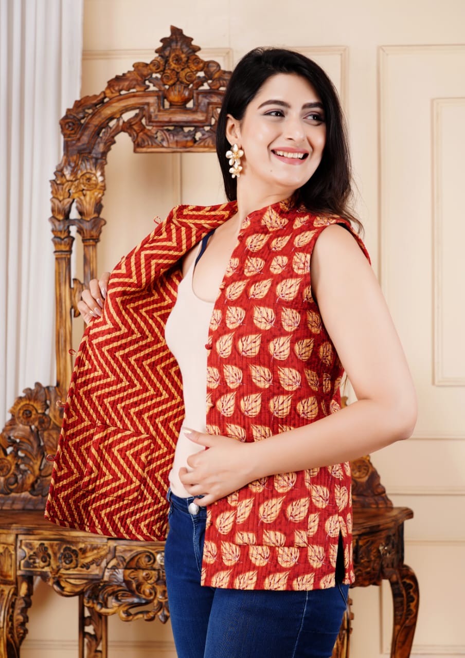 New Launch Jaipuri Reversible Quilted Cotton Sleeveless Jackets