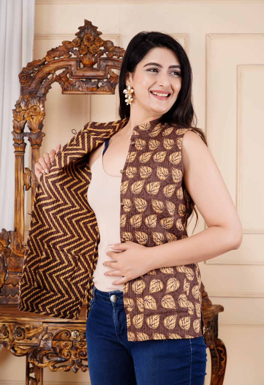 New Launch Jaipuri Reversible Quilted Cotton Sleeveless Jackets