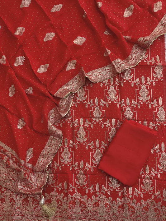 BANARASI DOLA SILK SUIT SET WITH DOLA SILK DUPATTA