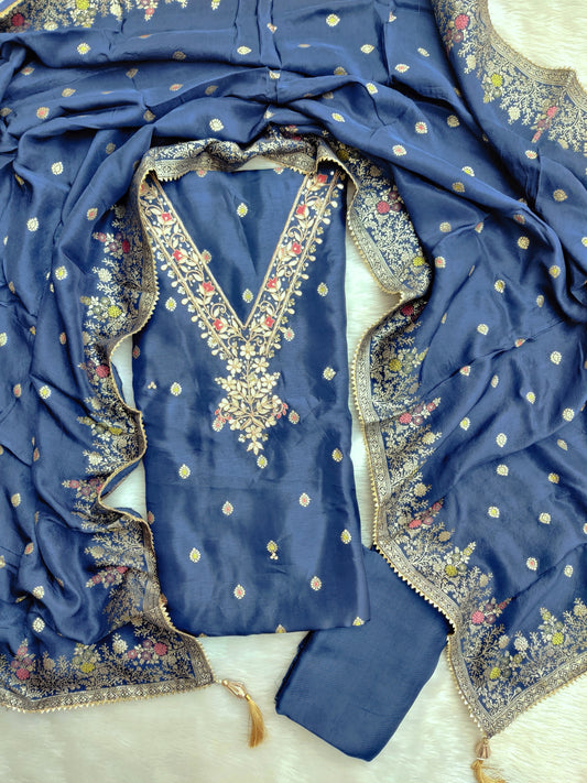 GOTA PATTI DOLA SILK SUIT SET WITH DOLA SILK DUPATTA