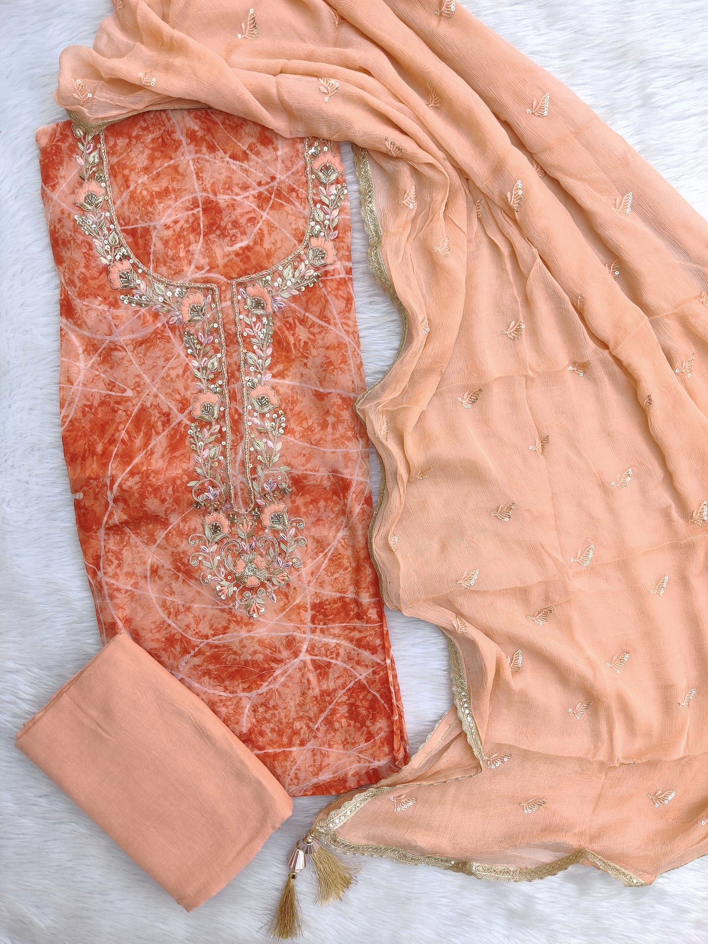 NEW LAUNCH ELEGANT ORGANZA GOTA PATTI SUIT SET WITH CHIFFON DUPATTA