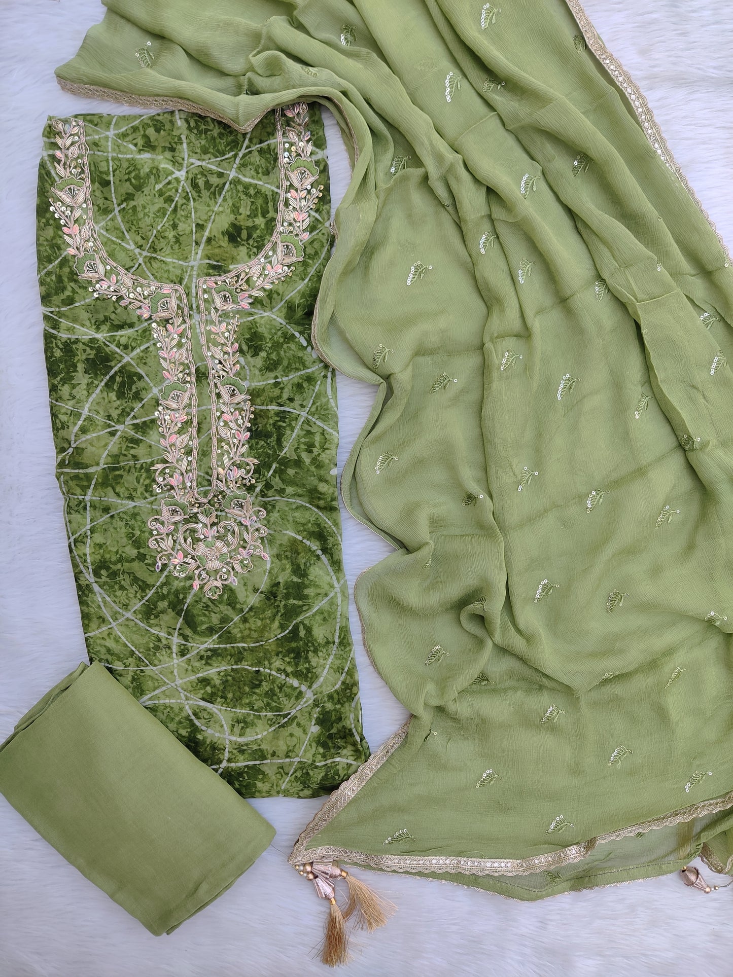 NEW LAUNCH ELEGANT ORGANZA GOTA PATTI SUIT SET WITH CHIFFON DUPATTA