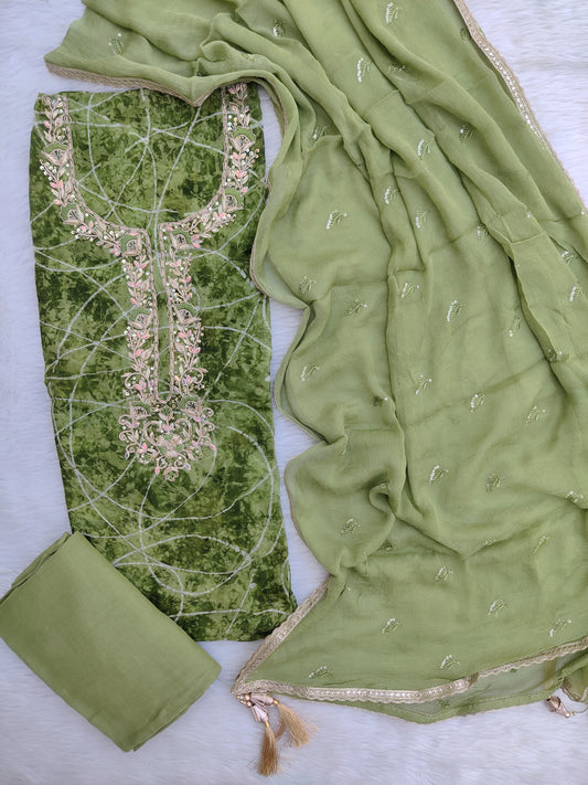 NEW LAUNCH ELEGANT ORGANZA GOTA PATTI SUIT SET WITH CHIFFON DUPATTA