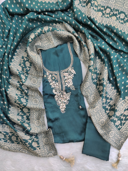 GAJI SILK GOTA PATTI SUIT WITH GAJI SILK DUPATTA