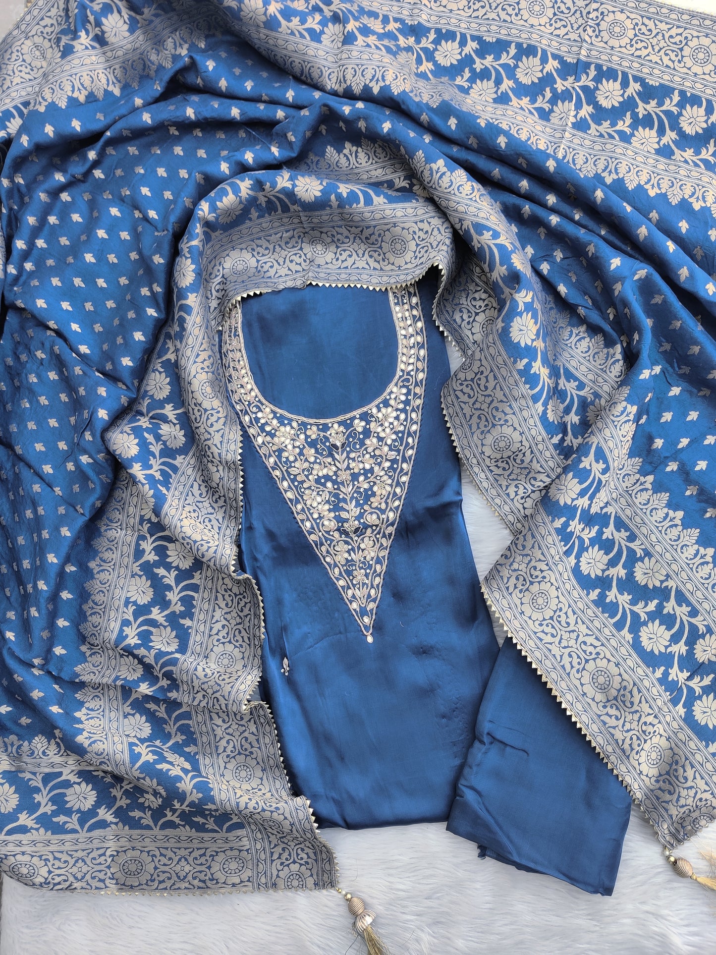 GAJI SILK GOTA PATTI SUIT WITH GAJI SILK DUPATTA