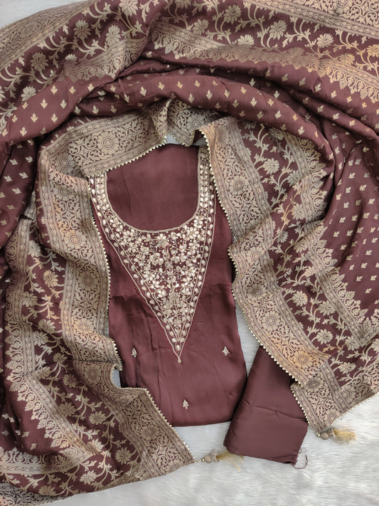 GAJI SILK GOTA PATTI SUIT WITH GAJI SILK DUPATTA